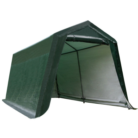 Outdoor Carport Shed with Sidewalls and Waterproof Ripstop Cover-10 x 10 ft