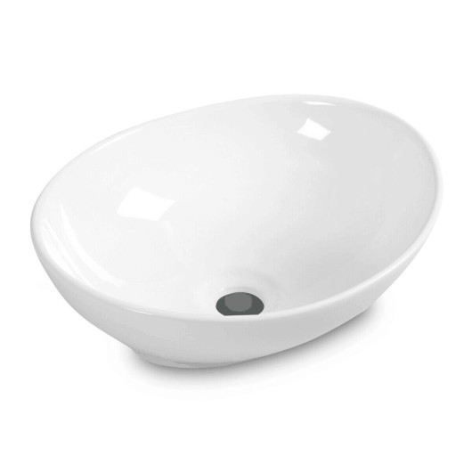 Photos - Bathroom Cabinet Costway Oval Bathroom Basin Ceramic Vessel Sink BA7146 