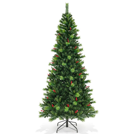 6/7/8 Feet Pre-Lit Artificial Christmas Tree with 300/400/500 LED Lights-8 ft