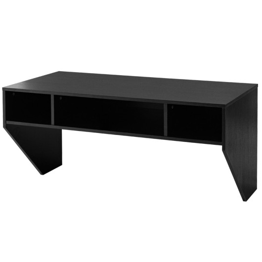 Wall Mounted Floating Sturdy Computer Table with Storage Shelf-Black