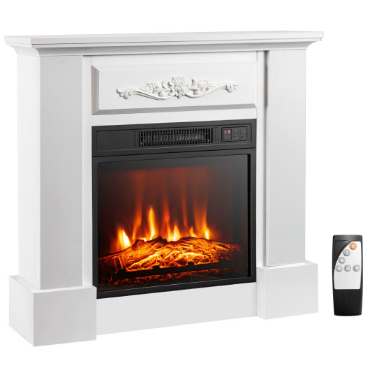 1400W TV Stand Electric Fireplace Mantel with Remote Control-White