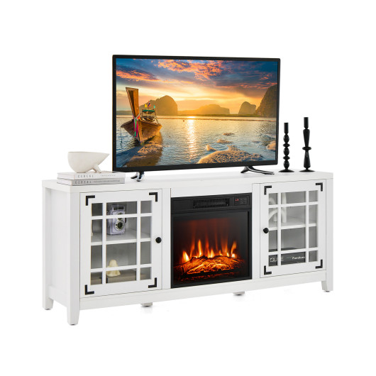 58 Inch Fireplace TV Stand with Adjustable Shelves for TVs up to 65 Inch-White