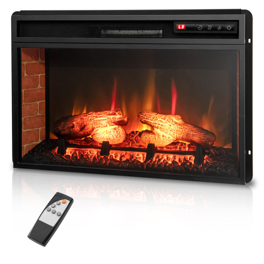26 Inch Infrared Electric Fireplace Insert with Remote Control-Black
