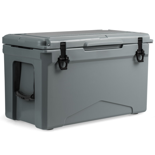 50 QT Rotomolded Cooler Insulated Portable Ice Chest with Integrated Cup Holders-Gray
