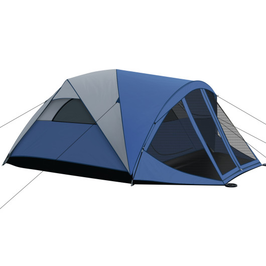 6-Person Large Camping Dome Tent with Screen Room Porch and Removable Rainfly