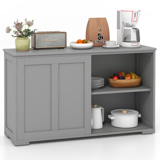Antique Stackable Kitchen Storage Sideboard with Height Adjustable Shelf-Gray