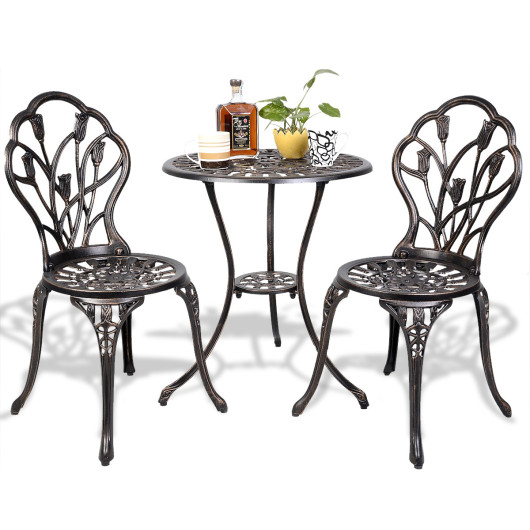 3 Pcs Cast Aluminum Outdoor Table and Chair Set