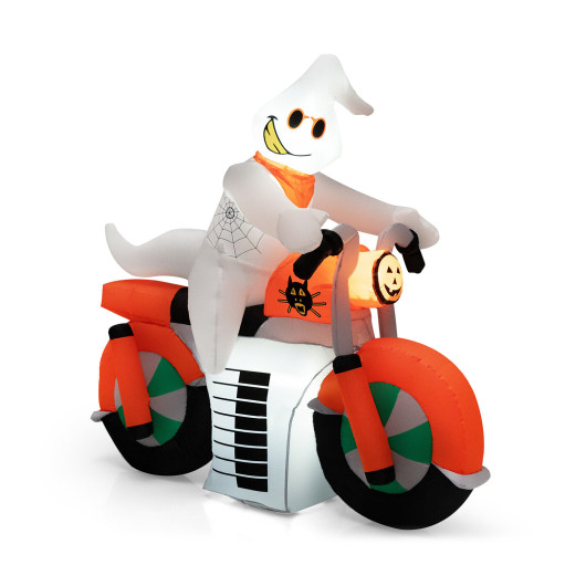 5 Feet Halloween Inflatable Ghost Riding on Motor Bike with LED Lights