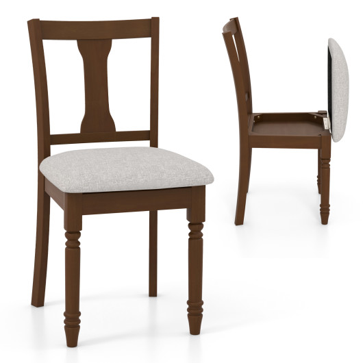 Kitchen Dining Chair with Linen Fabric and Storage Space-Brown