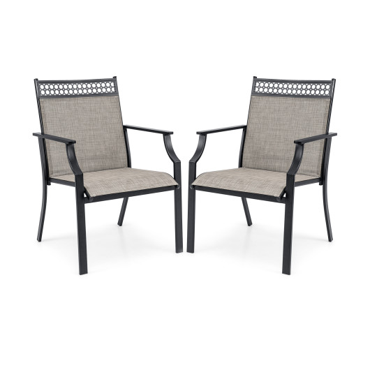 Patio Chairs Set of 2 with All Weather Breathable Fabric-Brown
