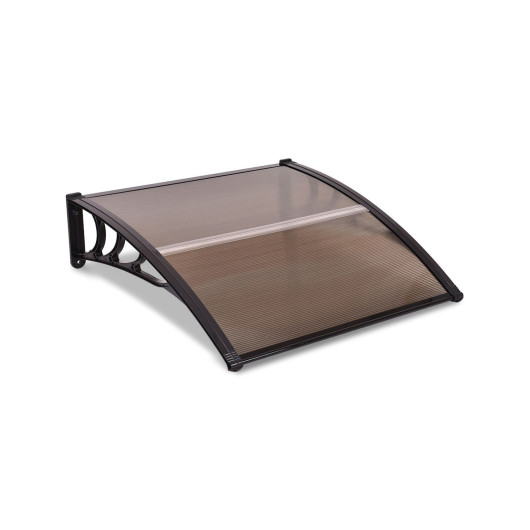 40 x 40 Inch Outdoor Polycarbonate Front Door Window Awning Canopy-Brown