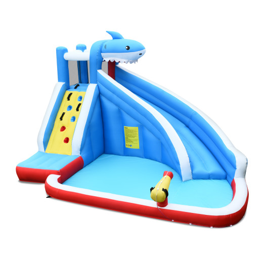 Inflatable Shark Bounce House with Water Slide and Climbing Wall without Blower