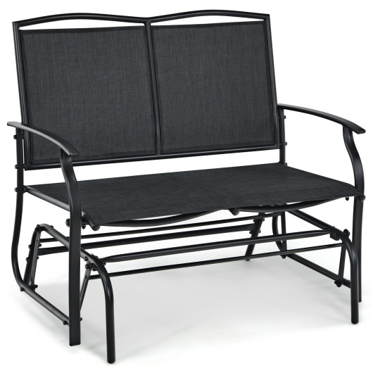 Iron Patio Rocking Chair for Outdoor Backyard and Lawn-Black
