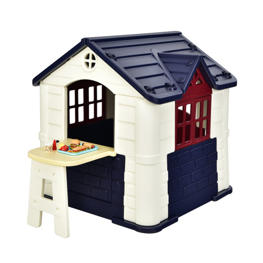Kid's Playhouse Pretend Toy House For Boys and Girls 7 Pieces Toy Set-Blue