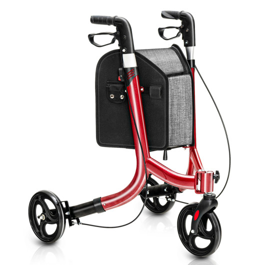 3-Wheel Rolling Walker with Adjustable Handle-Red