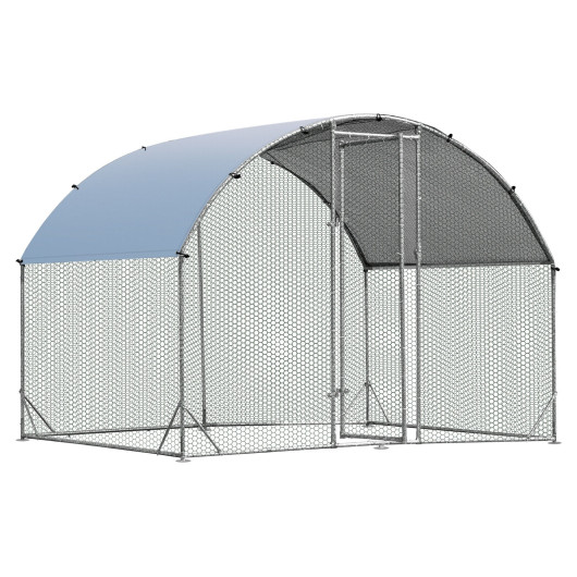 6.2 Feet/12.5 Feet/19 Feet Large Metal Chicken Coop Outdoor Galvanized Dome Cage with Cover-S