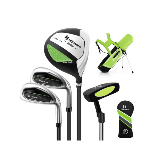 Junior Complete Golf Club Set Right Hand with Rain Hood for Kids-Green