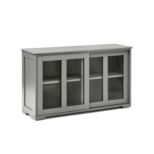 Sideboard Buffet Cupboard Storage Cabinet with Sliding Door-Gray