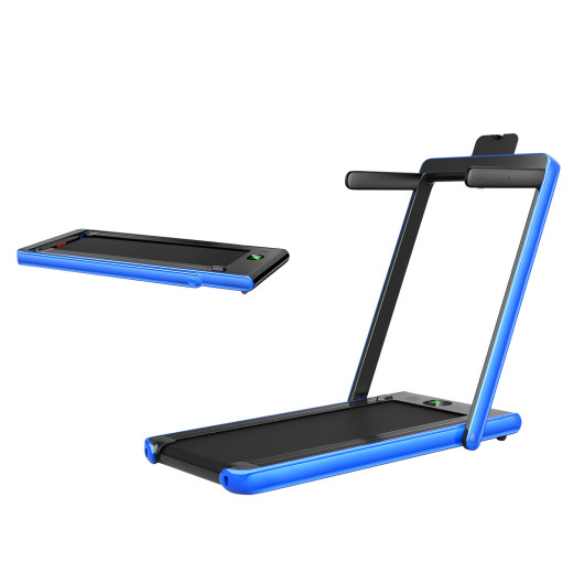 2.25HP 2 in 1 Folding Treadmill with APP Speaker Remote Control-Navy