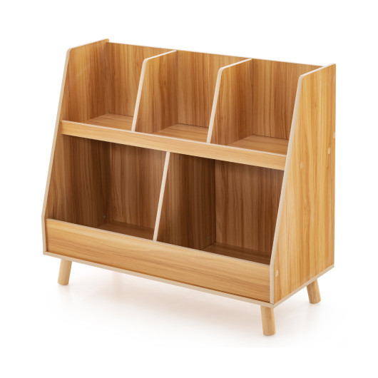 5-Cube Kids Bookshelf and Toy Organizer with Anti-Tipping Kits-Natural