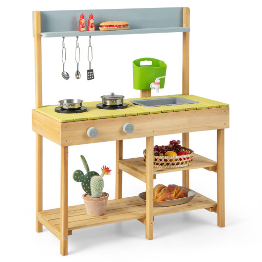 Backyard Pretend Play Toy Kitchen with Stove Top