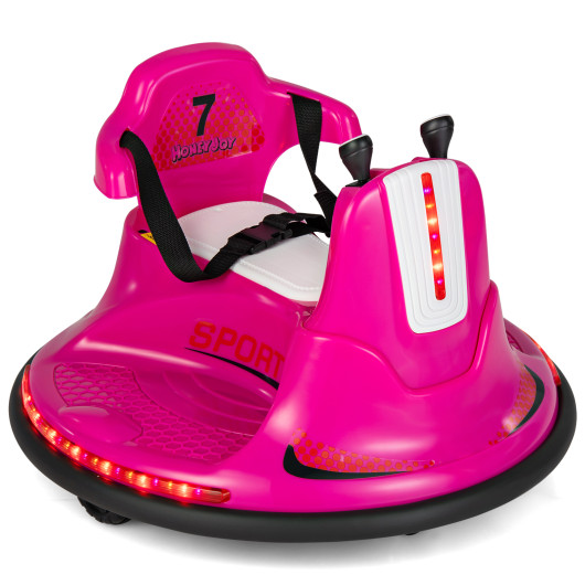 12V Kids Ride On Bumper Car with Remote Control Lights and Music-Pink