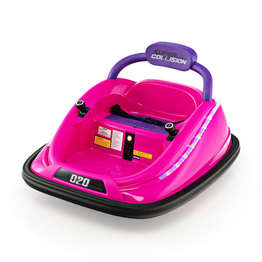12V Kids Bumper Car Ride on Toy with Remote Control and 360 Degree Spin Rotation-Pink