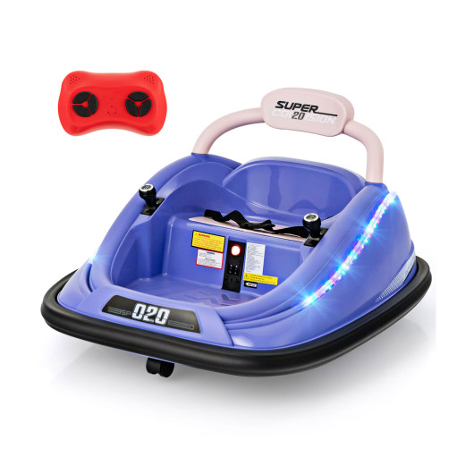 12V Kids Bumper Car Ride on Toy with Remote Control and 360 Degree Spin Rotation-Purple