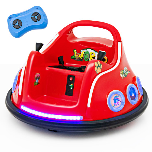12V Electric Ride On Car with Remote Control and Flashing LED Lights-Red