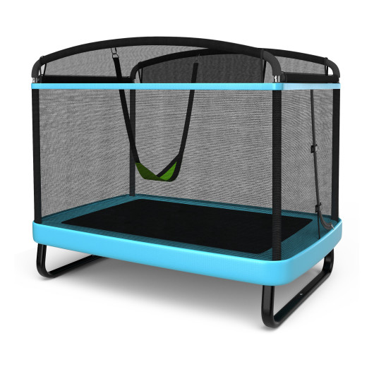 6 Feet Kids Entertaining Trampoline with Swing Safety Fence-Blue