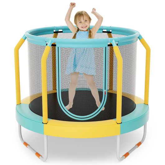 Mini Trampoline with Enclosure and Heavy-duty Metal Frame-Yellow