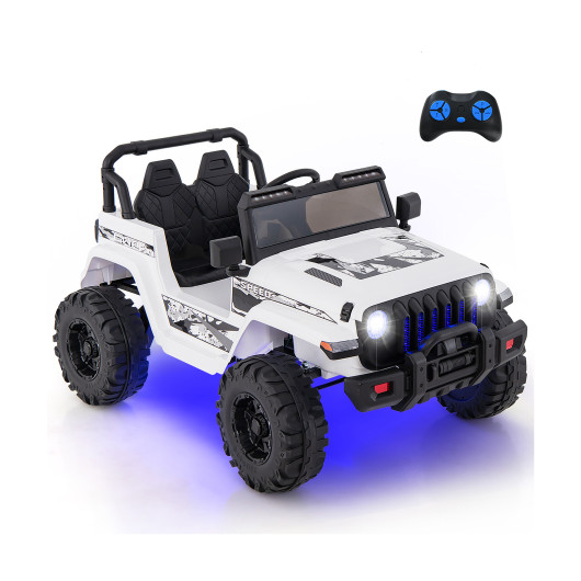 12V Kids Ride-on Jeep Car with 2.4 G Remote Control-White