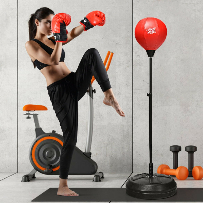 Adjustable Height Punching Bag with Stand Plus Boxing Gloves