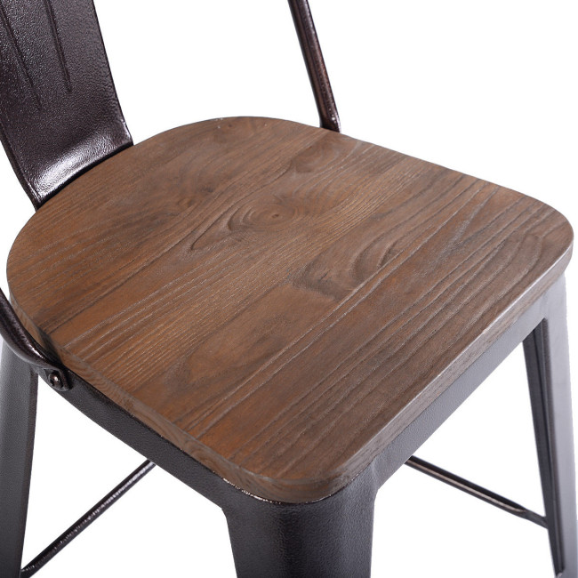 Industrial Metal Bar Stool Ajustable Swivel Kitchen Chair W/Backrest R9C0 