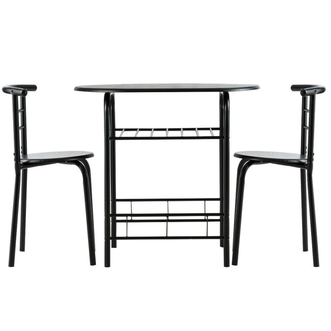 3 pcs Home Kitchen Bistro Pub Dining Table 2 Chairs Set - Costway