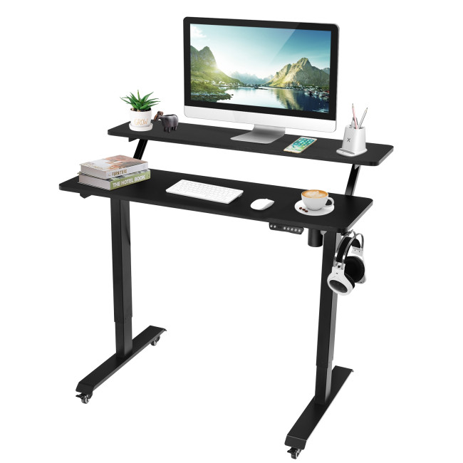 Details about   Costway Electric 2-Tier Standing Desk Mobile Sit Stand Desk Height Adjustable 