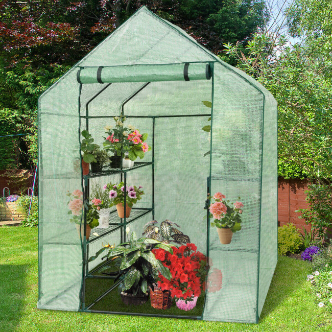 8 Shelves 2 Tiers Greenhouse Portable Mini Walk In Outdoor MINI Planter House 