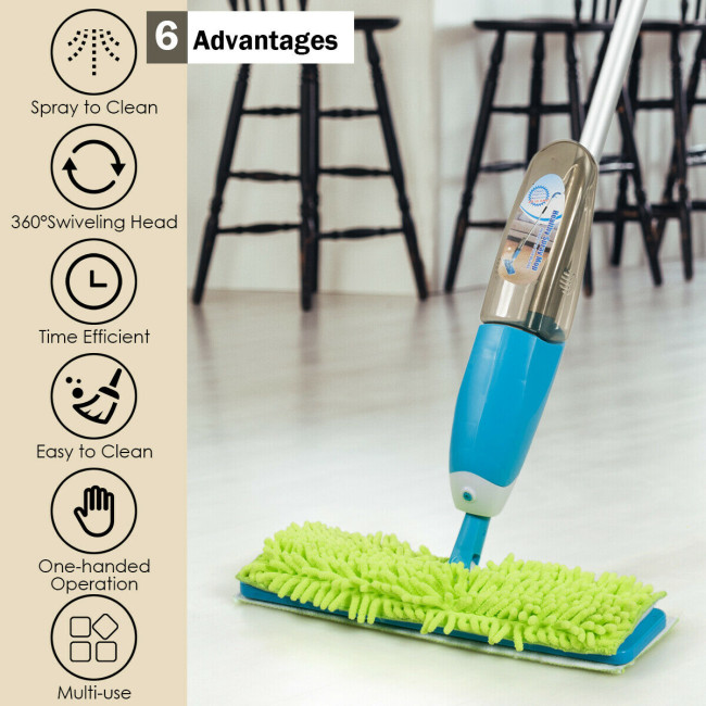 Double Sided Flip Spray Mop with Refillable Bottle and Washable Pads ...