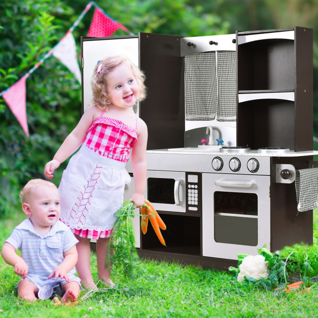 TY570396 for sale online Kids Wooden Modern Kitchen Cooking Pretend Play Set 