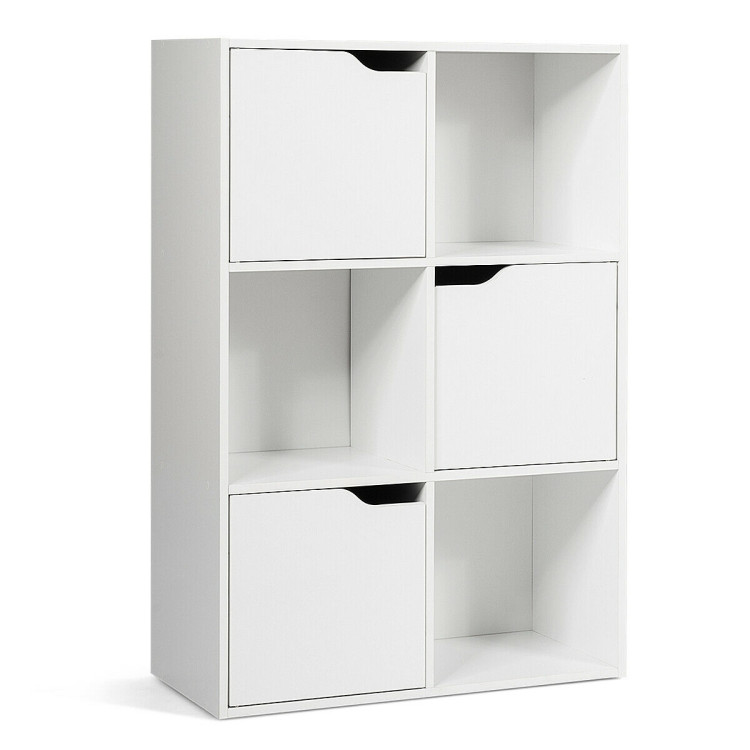 6 Cube Wooden Bookcase Shelving Display Shelves Storage Unit Wood Shelf Door
