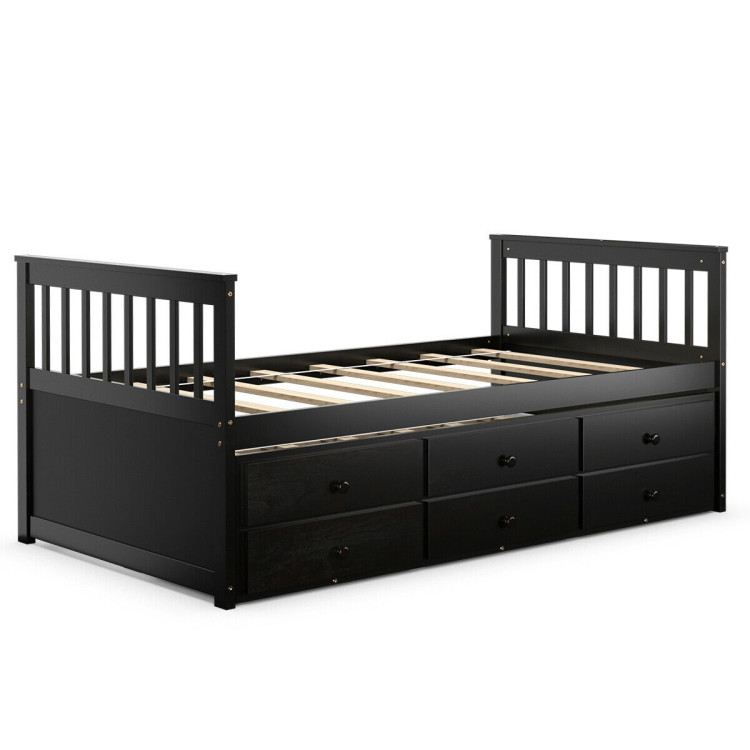Beds Bed Frames, Twin Captains Bed With Trundle And Storage