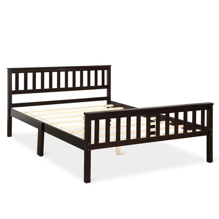 Wood Bed Frame Slats Support, Full Size Wooden Bed Frame With Headboard And Footboard