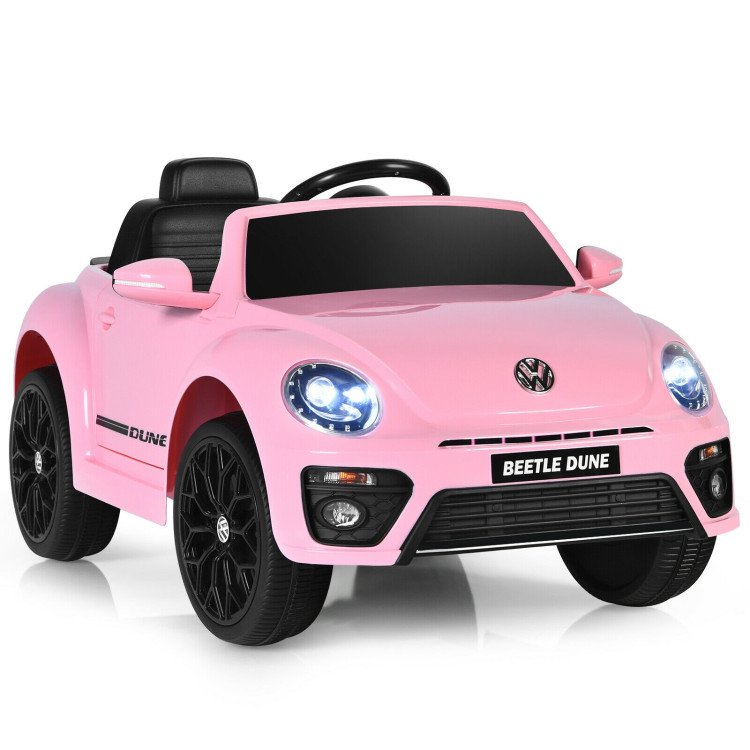 PINK Ricco VW BEETLE 12V Volkswagen Licenced Battery Powered Kids Electric Ride On Toy Car S303