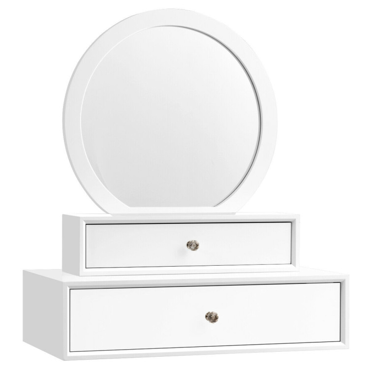 Makeup Dressing Wall Mounted Vanity, Vanity With Mirrors And Drawers