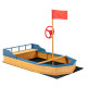 Kids' Pirate Boat Sandbox with Flag and Rudder