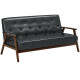 3-Seater PU Leather Upholstered Sofa Couch with Rubber Wood Legs and Armrests