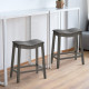 Set of 2 Saddle Bar Stools with Rubber Wood Legs