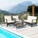 4 Pieces Outdoor Rattan Conversation Set with Protective Cover