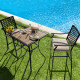 3 Pieces Patio Bar Set with 2 Bar Stools and 1 Square Table