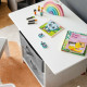 Kids Art Play Wood Table and 2 Chairs Set with Storage Baskets Puzzle